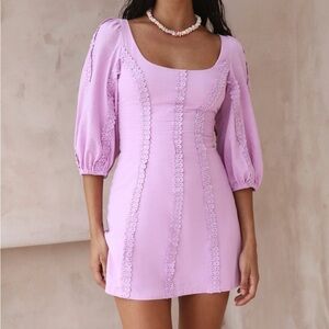 Morning Mist CRASHING INTO YOU Mini DRESS PURPLE Lace NWT